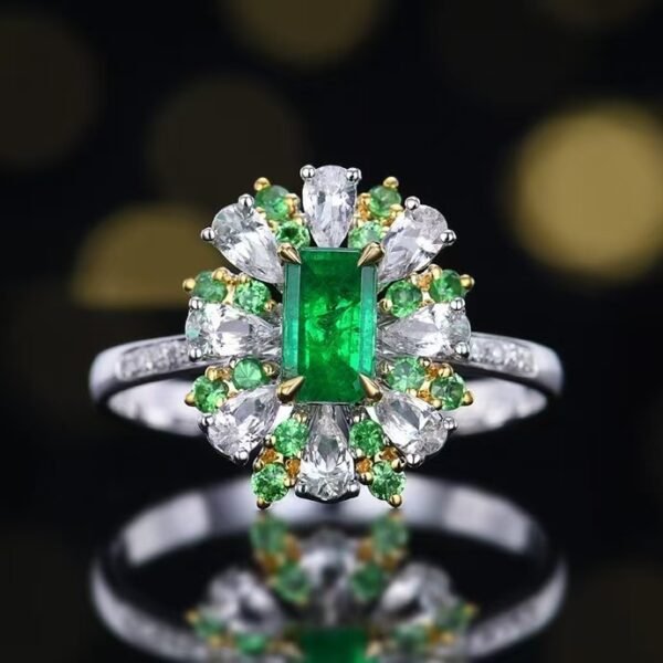微信图片_20241121170223 Sgarit Fine Jewelry Manufacturer Real 18K Gold 0.52Ct Natural Gemstone Green Emerald Ring Jewellery