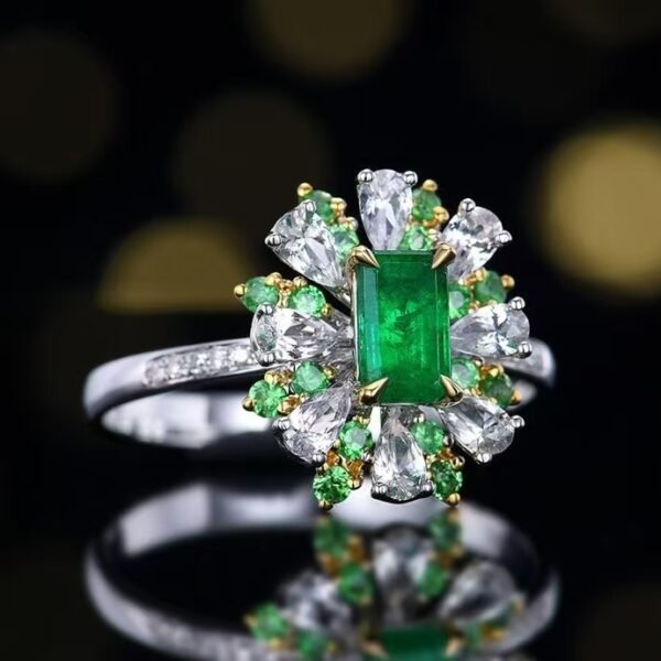 微信图片_202411211702241 Sgarit Fine Jewelry Manufacturer Real 18K Gold 0.52Ct Natural Gemstone Green Emerald Ring Jewellery