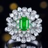 Sgarit Fine Jewelry Manufacturer Real 18K Gold 1.12Ct Natural Gemstone Green Emerald Ring Jewellery