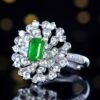 Sgarit Fine Jewelry Manufacturer Real 18K Gold 1.12Ct Natural Gemstone Green Emerald Ring Jewellery