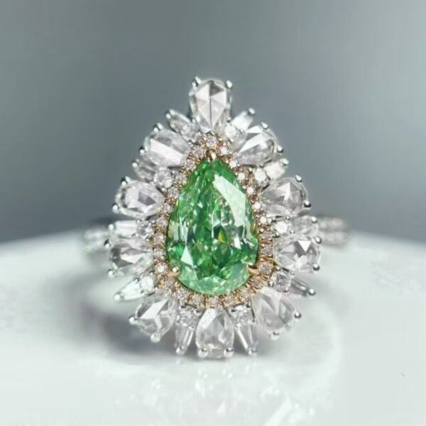 微信图片_20241121170320 Sgarit Fine Jewelry Manufacturer Real 18K Gold 1.02Ct Natural Green Diamond Ring Jewellery