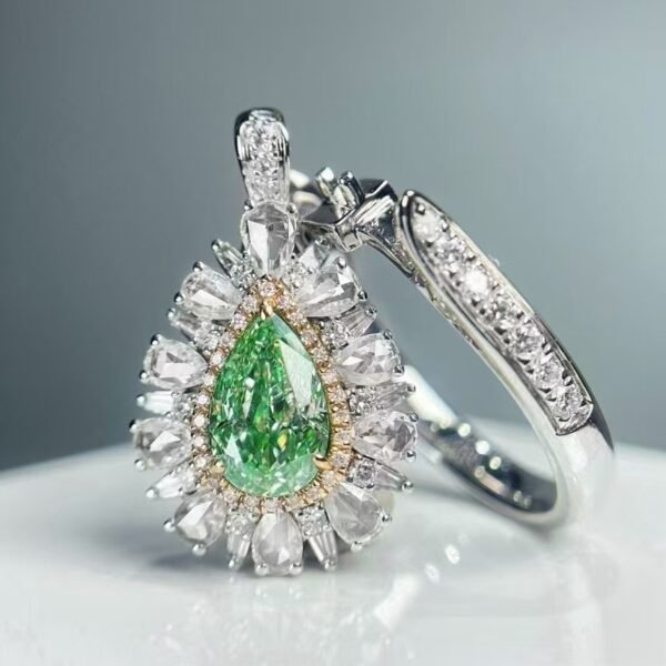 微信图片_202411211703201 Sgarit Fine Jewelry Manufacturer Real 18K Gold 1.02Ct Natural Green Diamond Ring Jewellery