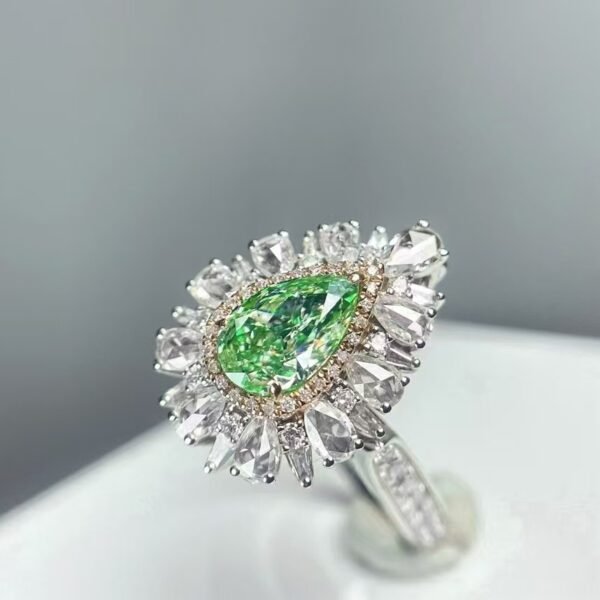 微信图片_202411211703202 Sgarit Fine Jewelry Manufacturer Real 18K Gold 1.02Ct Natural Green Diamond Ring Jewellery