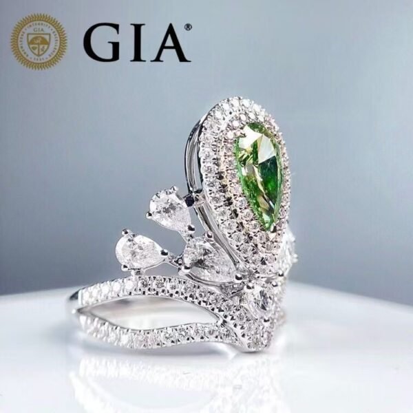 微信图片_202411211703361 Sgarit Fine Jewelry Manufacturer Real 18K Gold 1.03Ct Natural Green Diamond Ring Jewellery