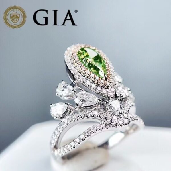 微信图片_202411211703362 Sgarit Fine Jewelry Manufacturer Real 18K Gold 1.03Ct Natural Green Diamond Ring Jewellery
