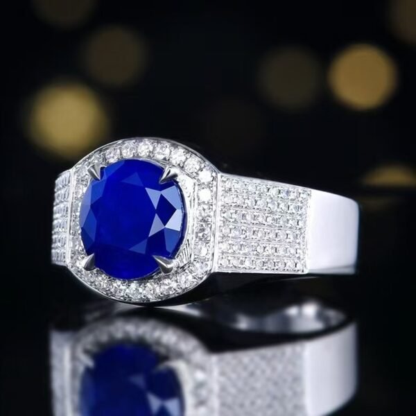 微信图片_202411230932401 Sgarit Fine Jewelry Manufacturer 18K White Gold Round Brilliant Cut Sri Lanka 3.05Ct Natural Gemstone Royal Blue Sapphire Ring Jewellery For Man