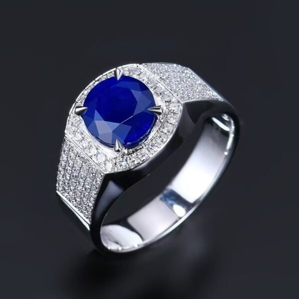 微信图片_202411230932404 Sgarit Fine Jewelry Manufacturer 18K White Gold Round Brilliant Cut Sri Lanka 3.05Ct Natural Gemstone Royal Blue Sapphire Ring Jewellery For Man