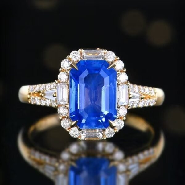 微信图片_20241123093304 Sgarit Fine Jewelry Manufacturer 18K White Gold Emerald Cut Sri Lanka 2.51Ct Natural Gemstone Cornflower Blue Sapphire Ring Jewellery