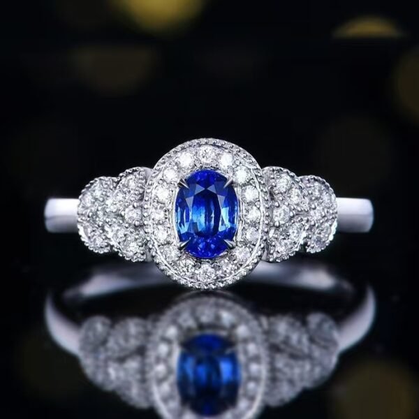 微信图片_20241123093325 Sgarit Fine Jewelry Manufacturer 18K White Gold Oval Cut Sri Lanka 0.43Ct Natural Gemstone Unheated Royal Vivid Blue Sapphire Ring Jewellery