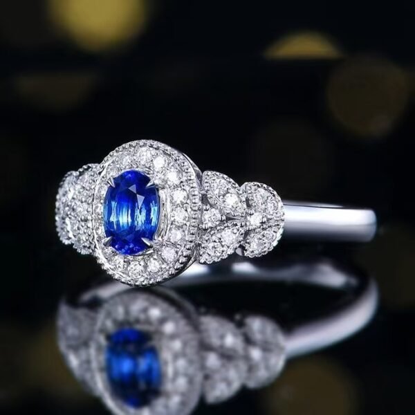 微信图片_202411230933251 Sgarit Fine Jewelry Manufacturer 18K White Gold Oval Cut Sri Lanka 0.43Ct Natural Gemstone Unheated Royal Vivid Blue Sapphire Ring Jewellery