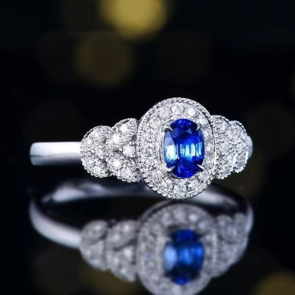 微信图片_202411230933252 Sgarit Fine Jewelry Manufacturer 18K White Gold Oval Cut Sri Lanka 0.43Ct Natural Gemstone Unheated Royal Vivid Blue Sapphire Ring Jewellery