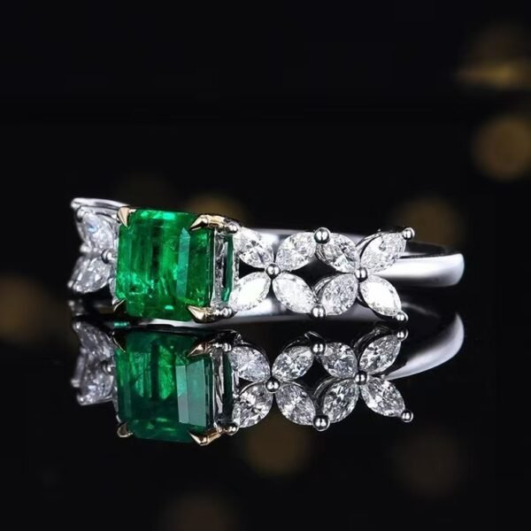 微信图片_202411230936341 Sgarit Fine Jewelry Manufacturer 18K White Gold Emerald Cut Vvg 1.15Ct Natural Gemstone Green Emerald Ring Jewellery