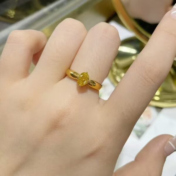 微信图片_202411230937313 Sgarit Fine Jewelry Manufacturer 18K Gold Oval Cut Si1 1Ct Natural Fancy Yellow Diamond Ring Jewellery