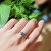 Sgarit Fine Jewelry Manufacturer 18K White Gold Emerald Cut Vvsl 0.56Ct Natural Faint Blue Diamond Ring Jewellery