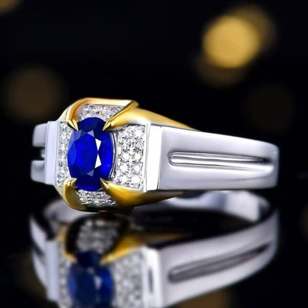 Sgarit Fine Jewelry Manufacturer 18K White Gold Oval Cut Sri Lankan 0.68Ct Natural Gemstone Royal Blue Sapphire Ring Jewellery