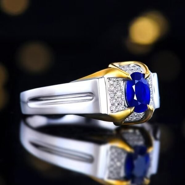 Sgarit Fine Jewelry Manufacturer 18K White Gold Oval Cut Sri Lankan 0.68Ct Natural Gemstone Royal Blue Sapphire Ring Jewellery