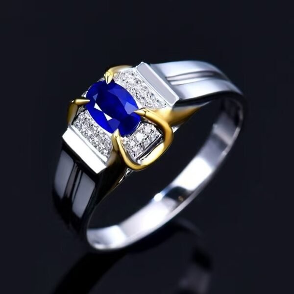 Sgarit Fine Jewelry Manufacturer 18K White Gold Oval Cut Sri Lankan 0.68Ct Natural Gemstone Royal Blue Sapphire Ring Jewellery