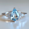 Sgarit Fashion Jewellery 925 Silver Crystal Ring Jewelry Pear Cut Sky Blue Topaz 10X7mm 2ct Natural Gemstone Ring For Women Gift
