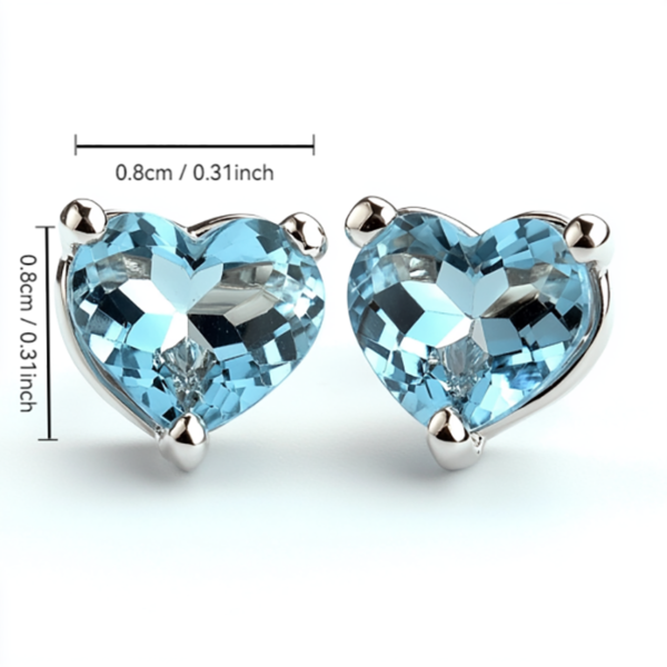 1739437673549 Sgarit Fashion Jewelry 925 Sterling Silver Gemstone Jewellery Heart Cut 8mm Natural Sky Blue Topaz Crystal Stud Earrings