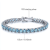 Sgarit Fine Jewelry Manufacturer 925 Silver White Gold Plated 3mm Natural Sky Blue Topaz Tennis Bracelet Jewellery