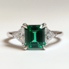 Sgarit Fine Jewelry 925 Sterling Silver Lab Gemstone Ring Emerald Cut 9X7mm Lab Grown Tsavorite Gemstone Ring for Women