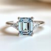 800 Sgarit 925 Silvery 3Ct Natural Sky Blue Topaz Crystal Ring Jewelry