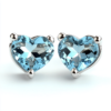 800 Sgarit Fashion Jewelry 925 Sterling Silver Gemstone Jewellery Heart Cut 8mm Natural Sky Blue Topaz Crystal Stud Earrings