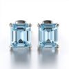 Sgarit 925 silver 6×8mm emerald cutting natural gemstone sky blue topaz stud earrings
