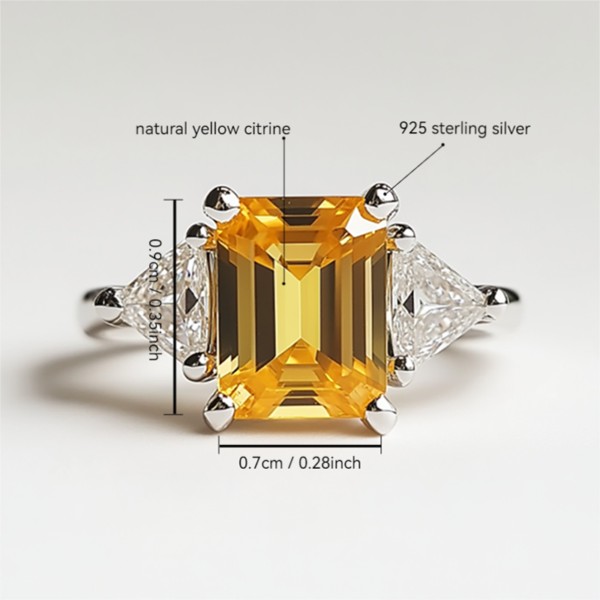 SGARIT Fashion Jewelry 925 Sterling Silver Topaz Ring 3CT Natural Sky Blue Topaz Yellow Citrine Amethyst Gemstone Crystal Rings