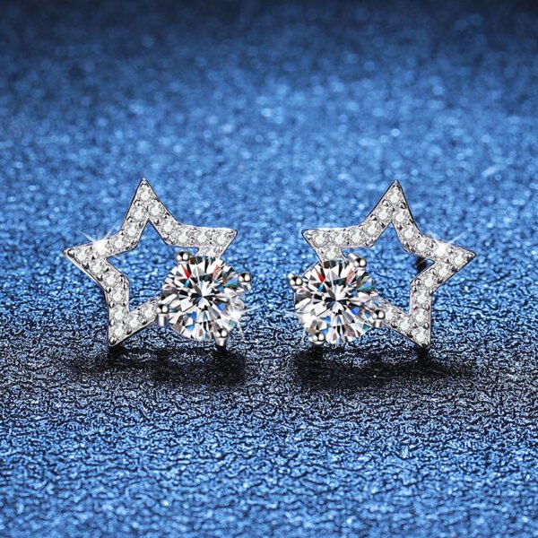 O1CN01VwKUOf2Br8KcTm17J_!!2212409298391-0-cib Sgarit Fashion Jewelry S925 Sterling Silver Round Brilliant Cut 1Ct Moissanite Star Earrings Classic Jewellery