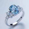 Sgarit Fine 925 Silver Gemstone Ring Jewelry Oval Cut  7*10mm Natural Blue Sky Topaz Ring Natural Crystal Jewellery