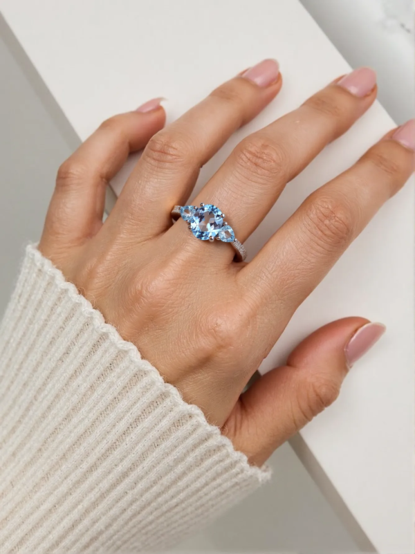 1 (2) Sgarit Fine 925 Silver Gemstone Ring Jewelry Oval Cut 7*10mm Natural Blue Sky Topaz Ring Natural Crystal Jewellery