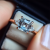 Sgarit Natural Gemstone Crystal 925 Silver Jewelry Ring Main Stone Asscher Cut 8mm Sky Blue Topaz Yellow Citrine Crystal Ring