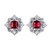 SGARIT PT950 18K Gold Jewelry 2.05ct Cushion Cut Unheated Natural Pigeon Blood Red Ruby Ear Stud With Diamond Jewellery
