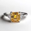 Sgarit Natural Gemstone Crystal 925 Silver Jewelry Ring Main Stone Asscher Cut 8mm Sky Blue Topaz Yellow Citrine Crystal Ring