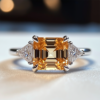 Sgarit Natural Gemstone Crystal 925 Silver Jewelry Ring Main Stone Asscher Cut 8mm Sky Blue Topaz Yellow Citrine Crystal Ring