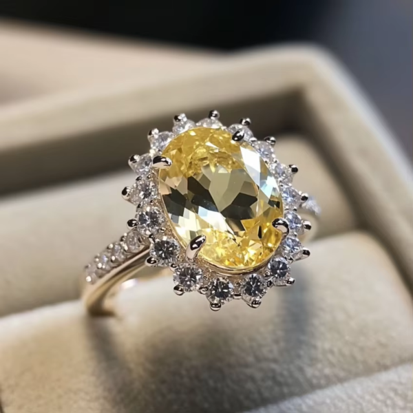 微信图片_202504151525051 925 Sterling Silver Jewelry White Gold Plated Oval Cut 7x9mm Yellow Lemon Quartz Natural Crystal Ring Jewellery for Women