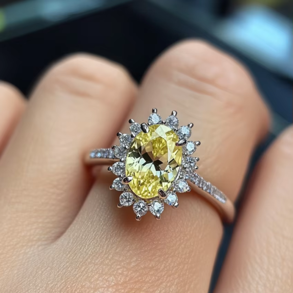 微信图片_202504151525052 925 Sterling Silver Jewelry White Gold Plated Oval Cut 7x9mm Yellow Lemon Quartz Natural Crystal Ring Jewellery for Women