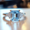 SGARIT Fashion Jewelry 925 Sterling Silver Topaz Ring 3CT Natural Sky Blue Topaz Yellow Citrine Amethyst Gemstone Crystal Rings