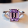 SGARIT Fashion Jewelry 925 Sterling Silver Topaz Ring 3CT Natural Sky Blue Topaz Yellow Citrine Amethyst Gemstone Crystal Rings