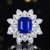 SGRAIT PT950 Ring Luxury 18k Gold Diamond Jewellery Ring 4.87ct Royal Blue Sapphire 209 1.035ct Diamonds Jewelry Ring