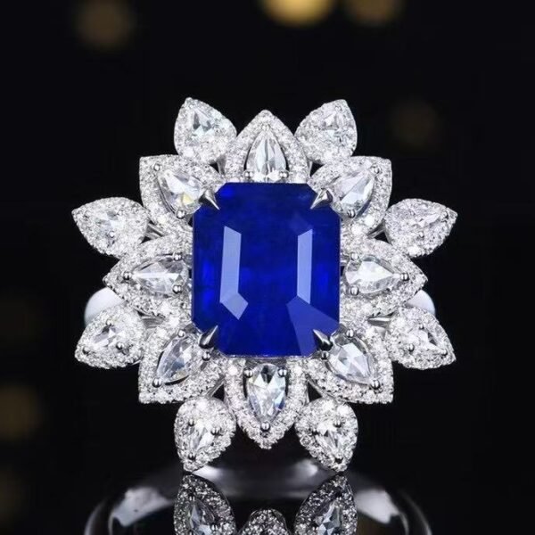 SGRAIT PT950 Ring Luxury 18k Gold Diamond Jewellery Ring 4.87ct Royal Blue Sapphire 209 1.035ct Diamonds Jewelry Ring