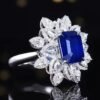 SGRAIT PT950 Ring Luxury 18k Gold Diamond Jewellery Ring 4.87ct Royal Blue Sapphire 209 1.035ct Diamonds Jewelry Ring