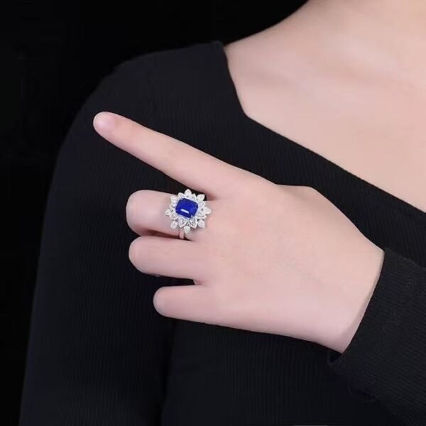 SGRAIT PT950 Ring Luxury 18k Gold Diamond Jewellery Ring 4.87ct Royal Blue Sapphire 209 1.035ct Diamonds Jewelry Ring