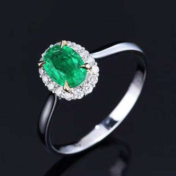 微信图片_20250424145554 SGRAIT Luxury 18k Gold Diamond Jewellery Ring 0.76ct Natural Emerald Ring With 16 0.16ct Diamonds Jewelry PT950 Ring