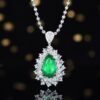 SGARIT Exquisite 18k Gold Jewelry 1.85ct Natural Emerald Pendant With 10 0.04ct Diamonds 33 1.243ct While SapphireJewellery
