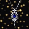 SGARIT Exquisite 18k Gold Jewelry 2.03ct Natural Royal Blue Sapphire Pendant With 96 0.518ct Diamond Jewellery