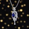 SGARIT Exquisite 18k Gold Jewelry 2.03ct Natural Royal Blue Sapphire Pendant With 96 0.518ct Diamond Jewellery