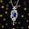 SGARIT Exquisite 18k Gold Jewelry 2.03ct Natural Royal Blue Sapphire Pendant With 96 0.518ct Diamond Jewellery