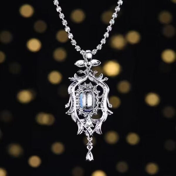 SGARIT Exquisite 18k Gold Jewelry 2.03ct Natural Royal Blue Sapphire Pendant With 96 0.518ct Diamond Jewellery